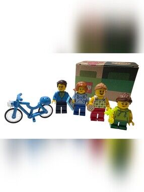 Lego Family Minifigures Playset with Blue Bike and Yellow Accessories